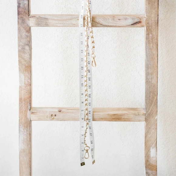 WHITE LEATHER & GOLD CHAIN CROSSBODY BAG SHOULDER STRAP REPLACEMENT ACCESSORY - Picture 5 of 7